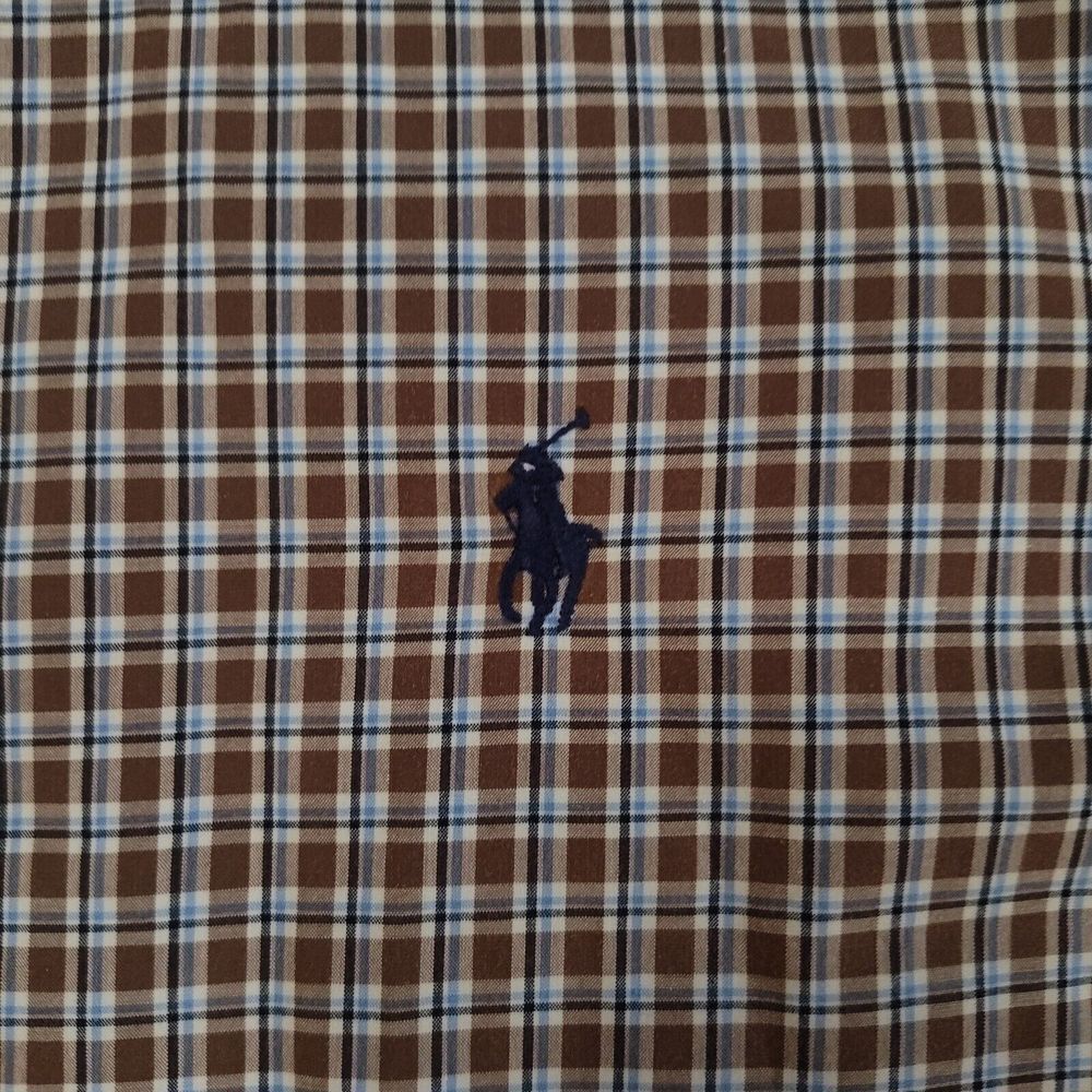 Polo Ralph Lauren Men Sz L Brown Plaid Stretch Long Sleeve Button Up Cotton - Picture 3 of 11
